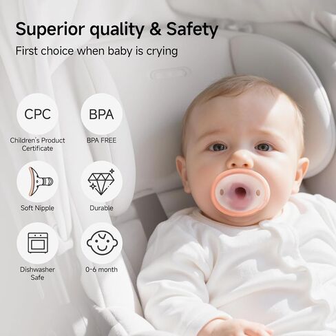 Garkoko Breast & Thumb Inspired Baby Pacifier Set with Case, 2-Pack Soothing Infant Pacifiers, Non-Contact Shield, BPA-Free Food-Grade Silicone in Kuwait