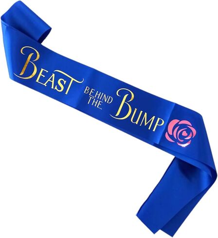 Daddy to Be Beast Behind the Bump Sash لحفلة استقبال المولود الجديد، ديكور يكشف عن الجنس للجمال والوحش، الأب الجديد، هدية بابا الطفل، صبي أو فتاة، ديكورات حفلات Dadchelor باللون الوردي أو الأزرق in Kuwait