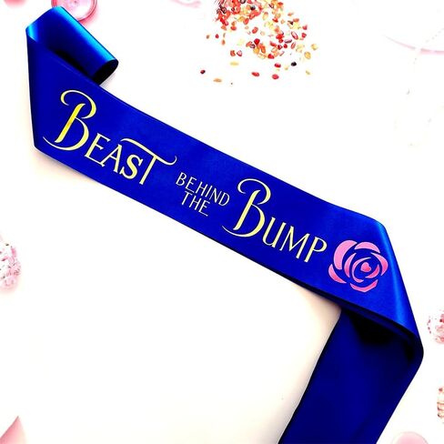 Daddy to Be Beast Behind the Bump Sash لحفلة استقبال المولود الجديد، ديكور يكشف عن الجنس للجمال والوحش، الأب الجديد، هدية بابا الطفل، صبي أو فتاة، ديكورات حفلات Dadchelor باللون الوردي أو الأزرق in Kuwait