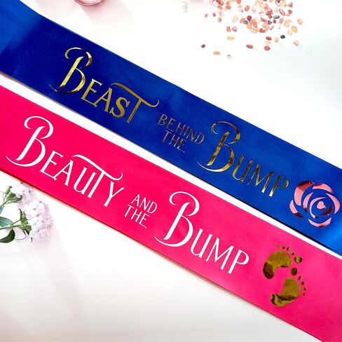 Daddy to Be Beast Behind the Bump Sash لحفلة استقبال المولود الجديد، ديكور يكشف عن الجنس للجمال والوحش، الأب الجديد، هدية بابا الطفل، صبي أو فتاة، ديكورات حفلات Dadchelor باللون الوردي أو الأزرق in Kuwait