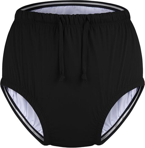 Special Needs Reusable Swim Diaper – Waterproof & Leakproof Incontinence Swimwear for Toddler, Youth & Adult, Unisex Cloth Diaper Cover (Black, L) in Saudi Arabia