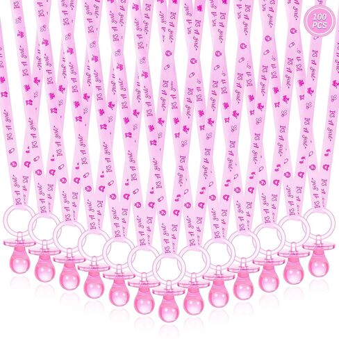 100 Pieces Baby Shower Pacifiers Necklace, Cute Acrylic Pacifier Necklaces for Chupones para Baby Shower Games Charm, Party Favors, Decorations DIY, Gender Reveal Table Scatter(Blue) in Kuwait