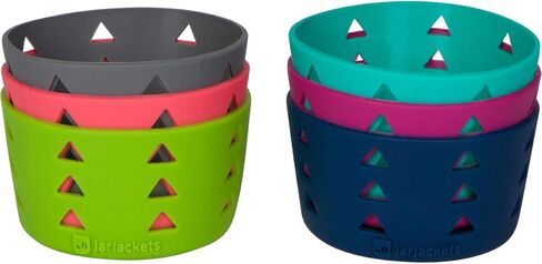 JarJackets Silicone Mason Jar Protector Sleeve - Fits 4oz Jelly Jars | Package of 6 | Multicolor (Multicolor, 6) in Saudi Arabia