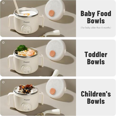 Phanpy Smart Thermostatic Bowl To Keep Baby/Toddler/Children Food Warm with 40/45/50℃ Constant Precise Temperature Control, 316L Stainless Steel Liner, Volume 13.5 Ounce in Kuwait