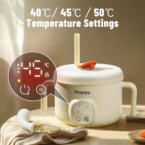 Phanpy Smart Thermostatic Bowl To Keep Baby/Toddler/Children Food Warm with 40/45/50℃ Constant Precise Temperature Control, 316L Stainless Steel Liner, Volume 13.5 Ounce in Kuwait
