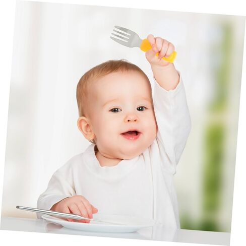 Kisangel 2Pcs Training Tableware Stainless Steel Spoon Fork for Cartoon to Eat for Dinning Utensils in Kuwait