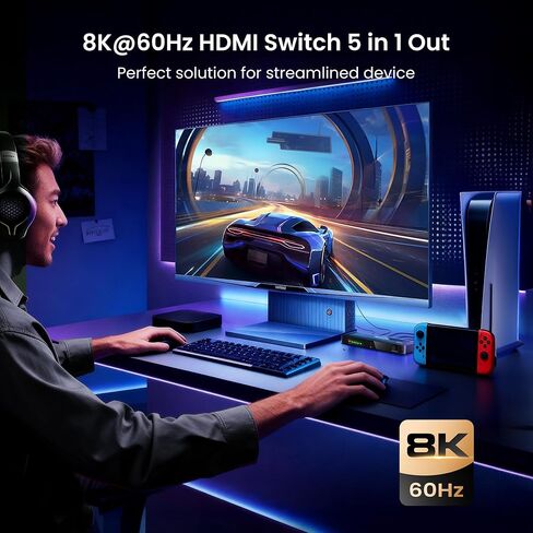 NEWCARE HDMI 2.1 Switch 3 in 1 Out 4K@120Hz, Aluminum 3 Ports HDMI Switcher Splitter with Remote, Supports 8K@60Hz 48Gbps HDR10+ 3D Dolby VRR HDCP 2.3 for TV PS5 Xbox Laptop Projector in Saudi Arabia