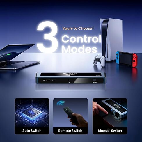 NEWCARE HDMI 2.1 Switch 3 in 1 Out 4K@120Hz, Aluminum 3 Ports HDMI Switcher Splitter with Remote, Supports 8K@60Hz 48Gbps HDR10+ 3D Dolby VRR HDCP 2.3 for TV PS5 Xbox Laptop Projector in Saudi Arabia