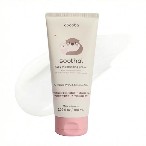 abooba SOOTHAL Baby Moisturizing Cream for Eczema-Prone Sensitive Dry Skin | Ceramide & Cica Barrier Cream | Fragrance-Free, Non-Greasy, 24-Hour Hydration | K-Beauty, Face & Body | 6.09 fl oz (180ml) in Kuwait