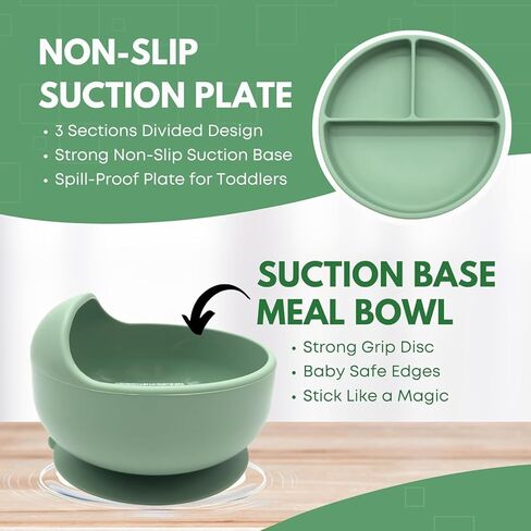 Baby Weaning Set with Adjustable bib | baby feeding set with Sippy Cup, Suction Plate, Bowl & Self-Feeding Cutlery | Silicone Feeding essentials Dishwasher & Microwave Safe (Pink) in Saudi Arabia