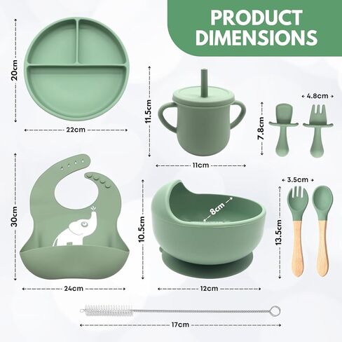 Baby Weaning Set with Adjustable bib | baby feeding set with Sippy Cup, Suction Plate, Bowl & Self-Feeding Cutlery | Silicone Feeding essentials Dishwasher & Microwave Safe (Pink) in Saudi Arabia