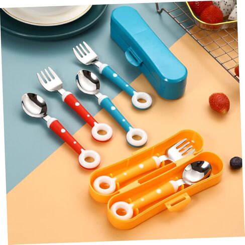 Multipurpose Boys and Girls Tableware Boy Girl Fork Spoon Combination Stain-resistant Easy to Clean in Kuwait