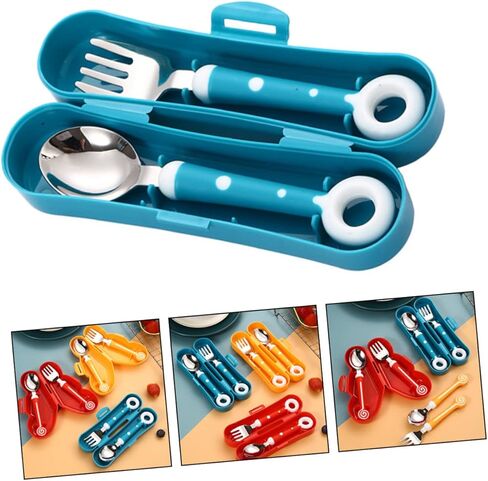 Multipurpose Boys and Girls Tableware Boy Girl Fork Spoon Combination Stain-resistant Easy to Clean in Kuwait