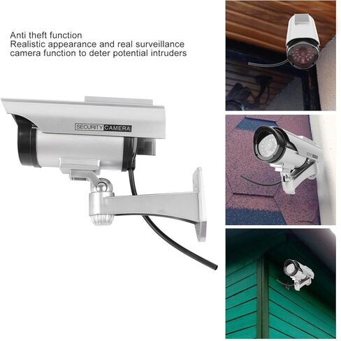 Fake Surveillance Camera Solar Powered Simulation Monitor with Flashing LED Light, Dummy Security Camera for Home Business Office, Includes Warning Sticker and Mounting in Kuwait
