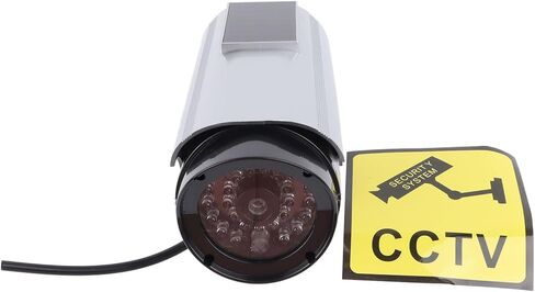 Fake Surveillance Camera Solar Powered Simulation Monitor with Flashing LED Light, Dummy Security Camera for Home Business Office, Includes Warning Sticker and Mounting in Kuwait