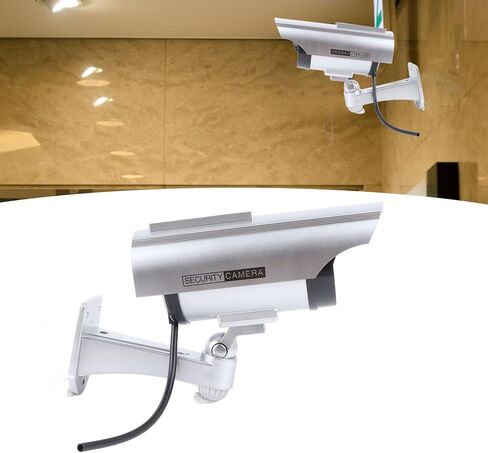 Fake Surveillance Camera Solar Powered Simulation Monitor with Flashing LED Light, Dummy Security Camera for Home Business Office, Includes Warning Sticker and Mounting in Kuwait