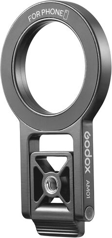 Godox Dual-Sided Magnetic Bracket for MA5R or Smarthone – Durable Metal Mounting Adapter with N52-Grade Magnets, Cold Shoe & Mini Tripod Adapter, Compatible with Godox MA5R LED Light (AM01) in Kuwait