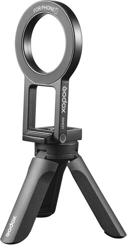Godox Dual-Sided Magnetic Bracket for MA5R or Smarthone – Durable Metal Mounting Adapter with N52-Grade Magnets, Cold Shoe & Mini Tripod Adapter, Compatible with Godox MA5R LED Light (AM01) in Kuwait