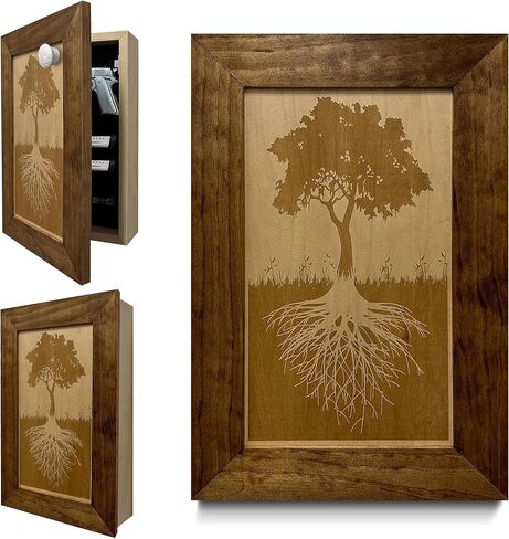 تصميمات Bellewood Designs Tree Roots Silhouette لتزيين الحائط، مسدس آمن لتخزين بندقيتك بشكل آمن في مرأى من الجميع (أسود) in Kuwait