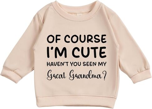 Toddler Baby OF COURSE I'M CUTE Long Sleeve Sweatshirt Top Jogger Pants Clothes Set in Saudi Arabia