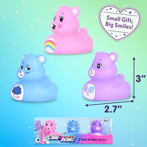 Care Bears Rubber Ducks – Collectible Character Toys for Bath, Gifting, and Car Dashboards – Cheer Bear, Grumpy Bear & Share Bear – 3 Pack in Kuwait