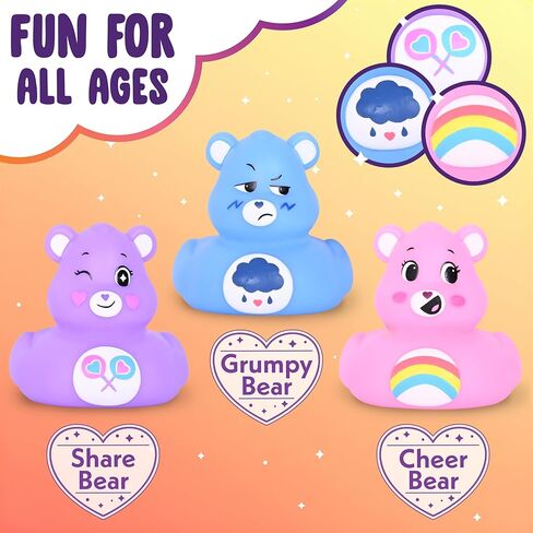 Care Bears Rubber Ducks – Collectible Character Toys for Bath, Gifting, and Car Dashboards – Cheer Bear, Grumpy Bear & Share Bear – 3 Pack in Kuwait