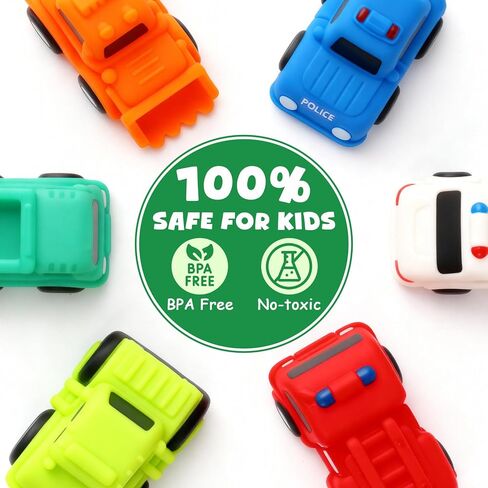 Baby Bath Toys, 6 Pack Light Up Cars Bath Toys, No Hole No Mould Bathtub Toy for 1 2 3 Year Olds, Flashing LED Sensory Toy for Toddlers, Bath Time Shower Gifts for Boys and Girls in Kuwait