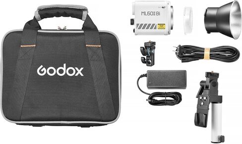 مصباح LED أحادي اللون من Godox مع مقبض بطارية AK-B02، 70 وات، 2800-6500 كلفن، CRI 96 TLCI 97، التحكم في التطبيق، مجموعة إضاءة LED محمولة (ML60IIBiK2) in Kuwait