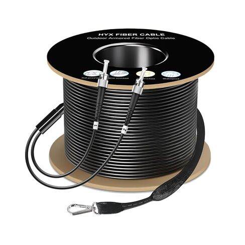 HYX Fiber Cable-ST to ST Single Mode Fiber Patch Cable,1300ft/400m,ST-ST Outdoor Armored Fiber Optic Cable,Duplex Industrial TPU,Direct Burial 9/125um Optical Jumper with Pulling Eye Kit, OD-5mm,Black in Kuwait