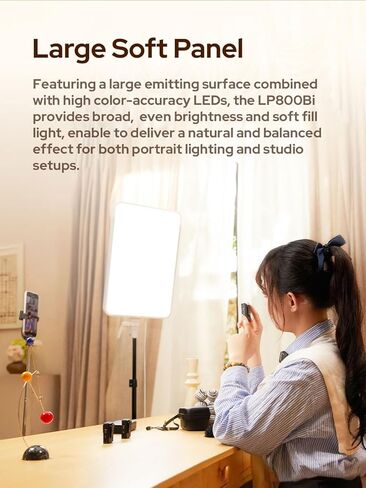 Godox LP800BI 85W LED لوحة إضاءة فيديو مع حامل، 28 بوصة كبيرة 2800K-6500K إضاءة ناعمة ثنائية اللون، 2.6 بوصة إضاءة تصوير فوتوغرافي رفيعة للغاية مع التحكم في التطبيق، TLCI 98+ لليوتيوب والتسجيل والبث المباشر in Kuwait