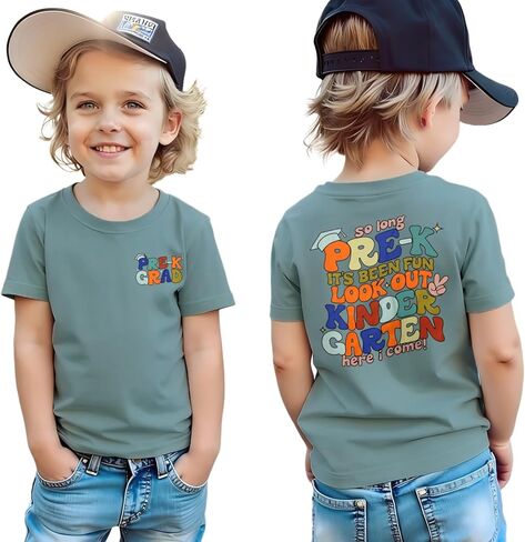 Ritatte Pre-K Graduation Shirt for Toddler Boys Last Day of School T-Shirt Funny Kids Preschool Graduation Gift Tee Tops in Saudi Arabia
