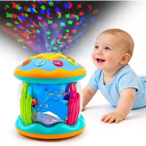 Baby Toys 6-12 Months Ocean Projector Rotating Musical Light Up Tummy Time Toys for Infant 0-6 3-6 Months Baby Aquarium Crawling Toys 4 5 6 7 8 9 12-18 Months Boy Girl 1 Year Old Birthday Shower Gifts in Kuwait
