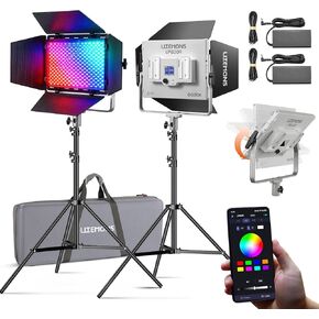 Godox Litemons LP600R 60W RGB LED Light Panel 2-Light Kit، 2-Pack مع طاقة البطارية، حامل الضوء، حقيبة الحمل، 1800-10000K، 9270Lux@0.5m، التحكم في التطبيق لتسجيل فيديو YouTube والبث المباشر in Kuwait