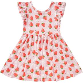 pureborn Baby Toddler Girl Viscose from Bamboo Dress Ruffled Sleeve 2-5T in Saudi Arabia