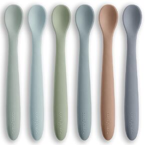 Comfy Cubs Silicone Baby Spoons Set 6-Pack, Sand 6.46 x 0.95 in – BPA Free, Soft Gum-Safe Toddler Eating Essentials – Lightweight & Flexible Baby Spoons, Dishwasher Safe, Fun Utensils for Babies in Saudi Arabia