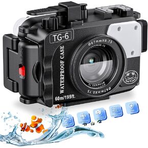 Seafrogs 60m/195ft Underwater Camera Housing for Olympus TG-6 – Waterproof Case with 52mm & 67mm Thread, Dual Fiber Optic Ports, Leak Detection, Stainless Steel Mounting Plate (TG-6-white) in Saudi Arabia