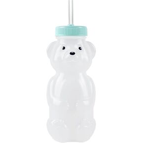 أكواب Mootikar Honey Bear ذات القش للأطفال، عبوة واحدة، كوب الدب ذو القش 8oz مع تصميم غطاء أمان محسن، قش كوب الطفل على شكل الدب العسل، مانعة للتسرب ومن الدرجة الغذائية وخالية من مادة BPA (AQUA) in Kuwait