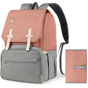 Baby Diaper Backpack with Changing Pad and Insulated Pockets, Large Colorblock Diaper Bag as Baby Shower Gifts, Multipurpose Travel Backpack with Shock Resistance, Black-Grey in Kuwait