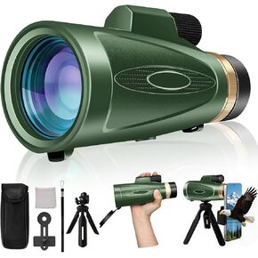 Monocular Telescope 12X60 HD High Power with Smartphone Adapter Tripod,Larger Vision Monoculars for Adults with BAK4 Prism & FMC Lens, Suitable for Bird Watching Hunting Hiking Camping Wildlife-Green in Kuwait