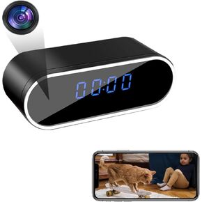 WiFi Camera Clock, 1080P HD Wireless Security Camera with Night Vision, Motion Detection, Mobile Alerts, Pet Camera with Phone App, Indoor Nanny Cam for Home & Office in Saudi Arabia