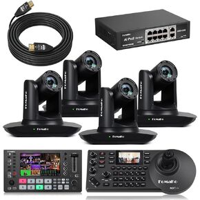 كاميرا FoMaKo K30NS 4K 30x زووم بصري PTZ مع NDI 6 & NDI HX3، وحدة تحكم الكاميرا KC608 Pro NDI PTZ، لتعليم عبادة خدمات الكنيسة، حزمة الإعداد الكاملة (K30NSX4+M4+KC608 Pro+P1000+FMKH107) in Kuwait