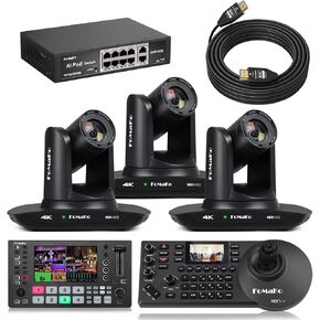 FoMaKo K30NS 4K 30x Optical Zoom PTZ Camera with NDI 6 & NDI HX3, KC608 Pro NDI PTZ Camera Controller,for University Graduation Ceremonies Live Streaming(K30NSX3+M3+KC608 Pro+P1000+FMKH107) in Kuwait