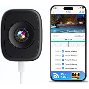 كاميرا نافذة داخلية LongPlus 8 ميجابكسل 4K، كاميرا أمان نافذة Safeview مع رؤية ليلية بالألوان الكاملة، كاميرا نافذة مغناطيسية لأمن المنزل، اكتشاف السيارة البشرية، واي فاي 2.4/5 جيجا هرتز، تسجيل 24/7، التحدث في اتجاهين in Kuwait