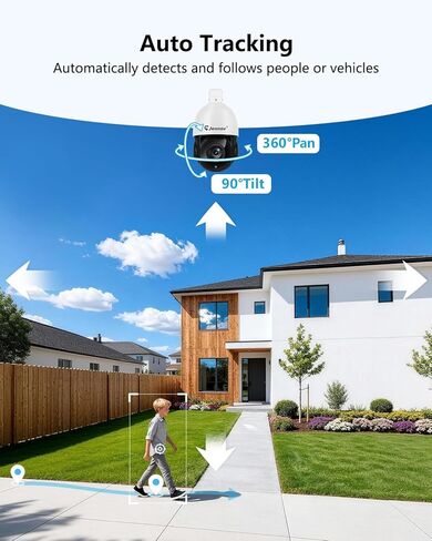 Jennov 4K 8MP POE PTZ Camera Outdoor, 20X Optical Zoom Security Camera with 360° Pan&90° Tilt, Human Detection, 320ft IR Night Vision, Auto Tracking, 24/7 Recording, Only Work with Onvif POE NVR in Saudi Arabia