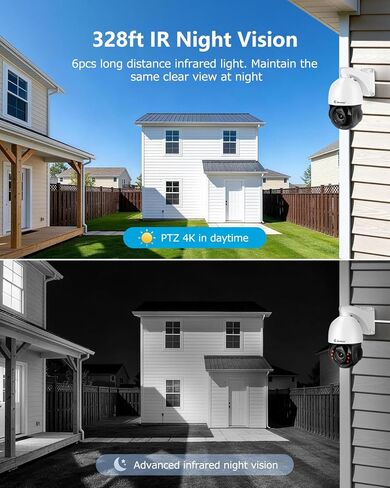 Jennov 4K 8MP POE PTZ Camera Outdoor, 20X Optical Zoom Security Camera with 360° Pan&90° Tilt, Human Detection, 320ft IR Night Vision, Auto Tracking, 24/7 Recording, Only Work with Onvif POE NVR in Saudi Arabia