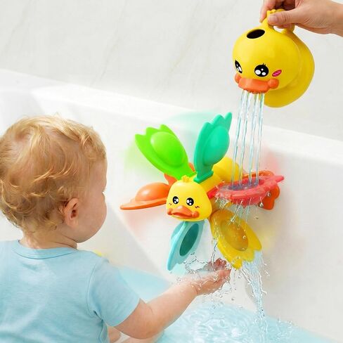 iPlay، iLearn Baby Duck Bath Toy، لعبة دش حوض استحمام للأطفال الصغار مع معدات دوران الشفط، حيوانات عائمة، شبكة صيد السمك، لعب مياه حمام السباحة، هدية عيد الفصح 6 12 18 شهرًا للرضع 1 2 3 سنوات من العمر طفل صبي فتاة in Kuwait