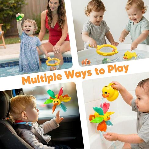 iPlay، iLearn Baby Duck Bath Toy، لعبة دش حوض استحمام للأطفال الصغار مع معدات دوران الشفط، حيوانات عائمة، شبكة صيد السمك، لعب مياه حمام السباحة، هدية عيد الفصح 6 12 18 شهرًا للرضع 1 2 3 سنوات من العمر طفل صبي فتاة in Kuwait