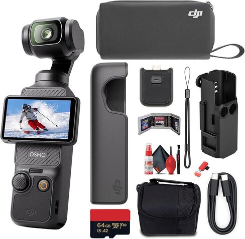 DJI Osmo Pocket 3 التقاط المزيد من التحرير والسرد | كاميرا ذات محورين 1 بوصة CMOS 4K 120 إطارًا في الثانية مع تثبيت ثلاثي المحاور (CP.OS.00000376.01) + مجموعة ملحقات 50 في 1 + حقيبة كاميرا + المزيد in Saudi Arabia