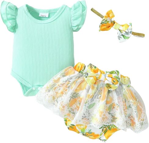 Weebaby Preemie Newborn Girl Clothes Baby Double Ruffle Romper Summer Dress Newborn Photography Outfits Girl 0 3 6 Months in Kuwait