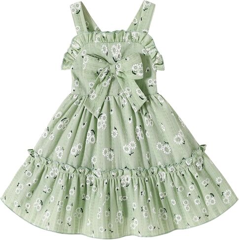 HAPPYMA Toddler Dress Baby Girl Summer Clothes Bowknot Ruffle Sleeveless Long Sundress Princess Party Outfits in Saudi Arabia